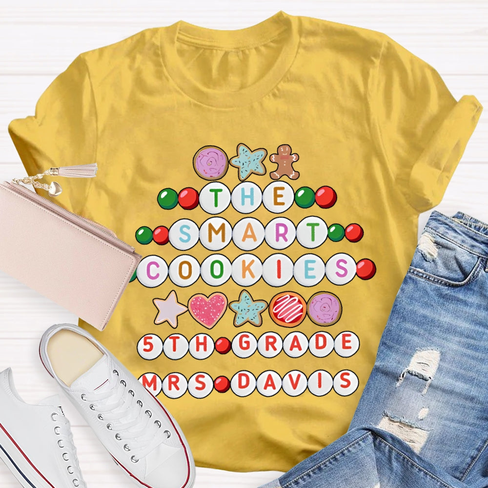 Personalized Name And Grade The Smart Cookies 5th Grade Christmas T-shirt