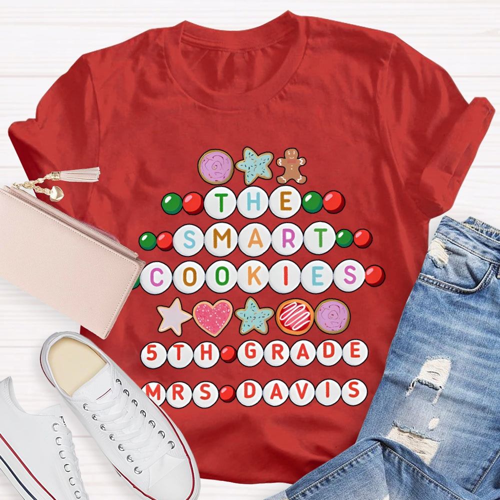 Personalized Name And Grade The Smart Cookies 5th Grade Christmas T-shirt