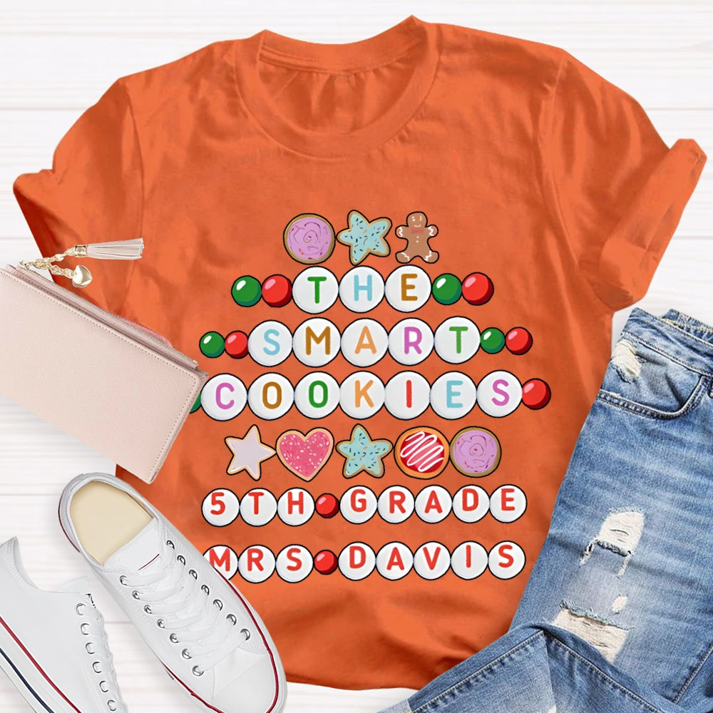 Personalized Name And Grade The Smart Cookies 5th Grade Christmas T-shirt
