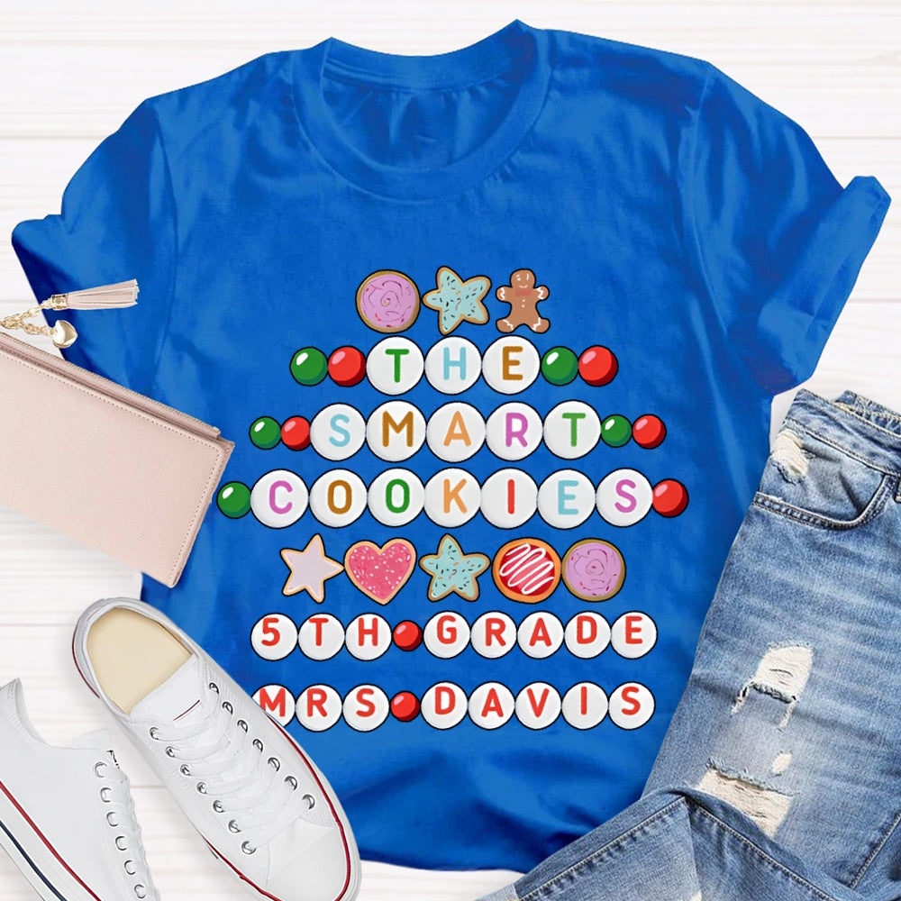 Personalized Name And Grade The Smart Cookies 5th Grade Christmas T-shirt