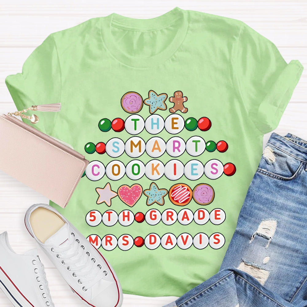 Personalized Name And Grade The Smart Cookies 5th Grade Christmas T-shirt
