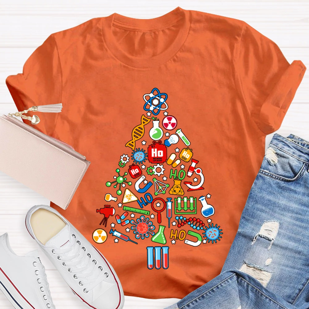 Scientific Experimental Instruments Christmas Tree Science Teacher T-shirt