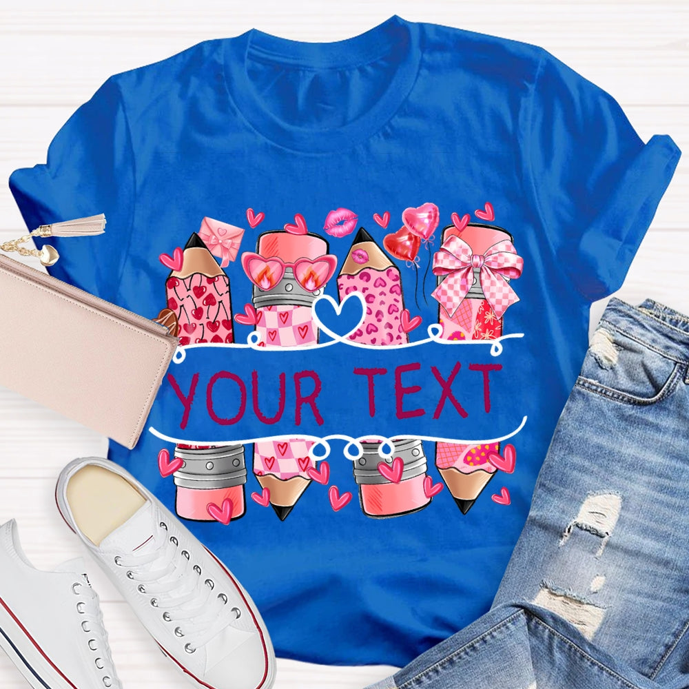 Personalized Text Pink Pencil And Little Heart T-shirt