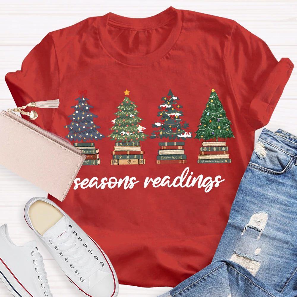 Season Reading Christmas Trees And Books T-shirt