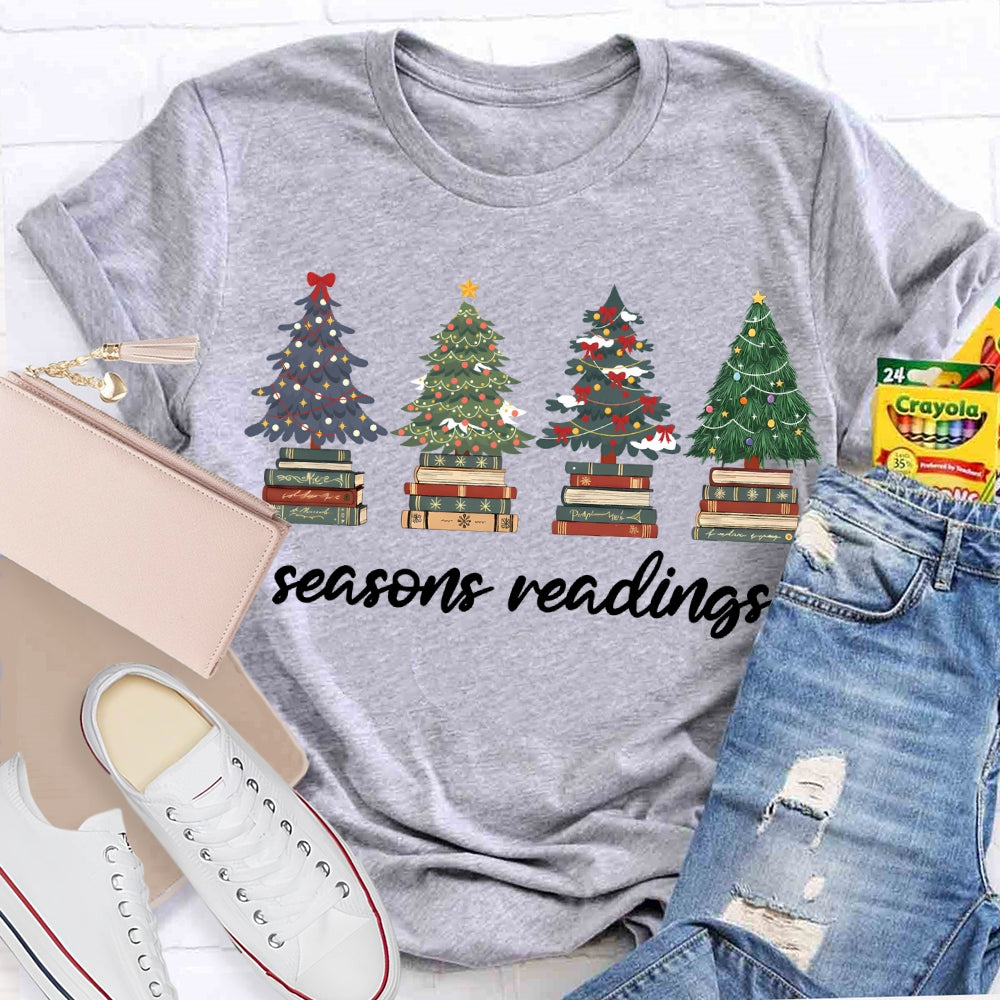 Season Reading Christmas Trees And Books T-shirt