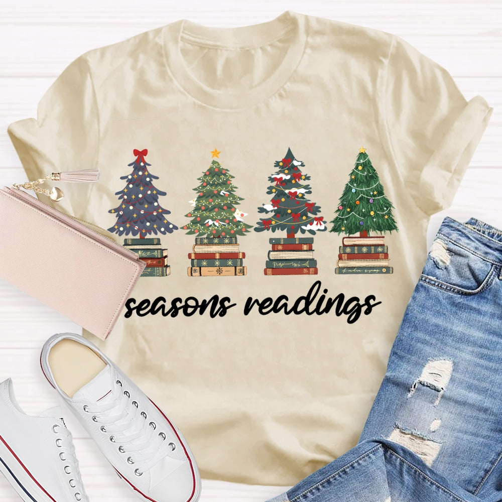 Season Reading Christmas Trees And Books T-shirt