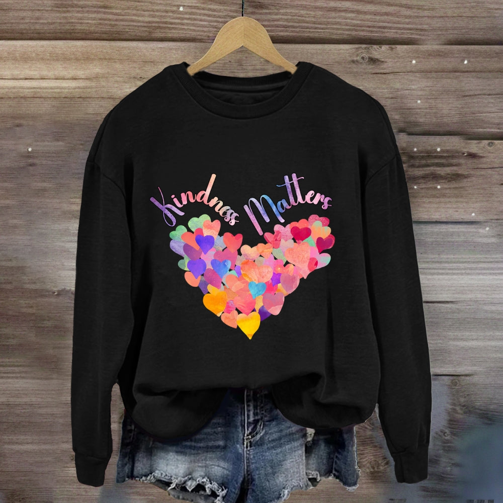 Kindness Matters Colorful Heart Sweatshirt