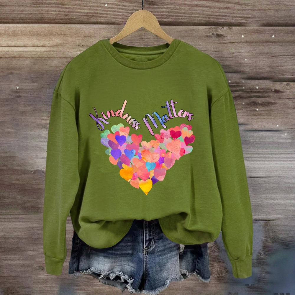 Kindness Matters Colorful Heart Sweatshirt