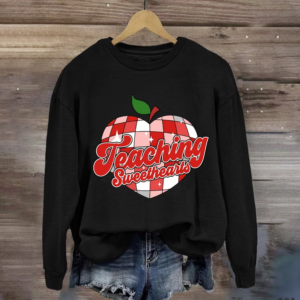 Teaching Sweetheart Pink Apple Heart Sweatshirt