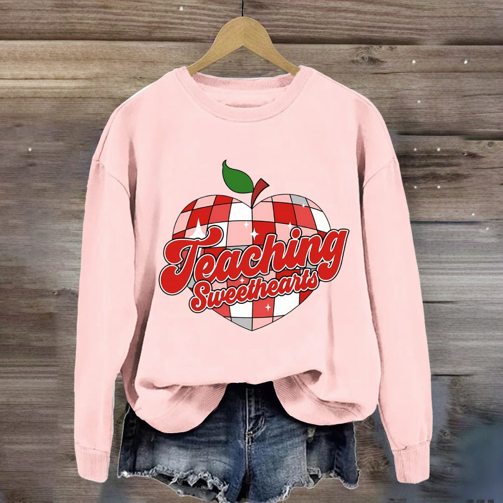 Teaching Sweetheart Pink Apple Heart Sweatshirt