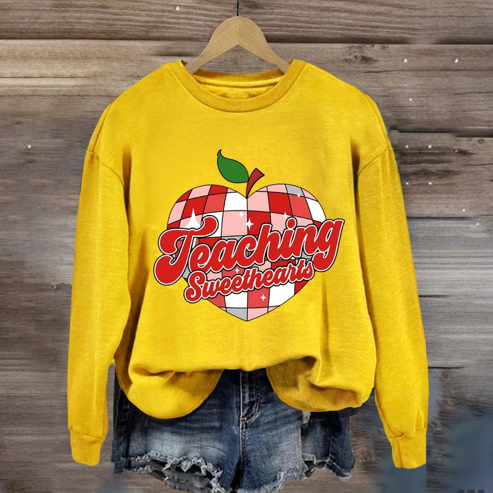 Teaching Sweetheart Pink Apple Heart Sweatshirt