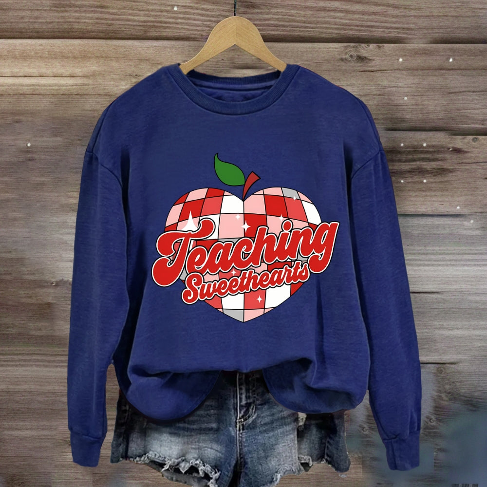 Teaching Sweetheart Pink Apple Heart Sweatshirt