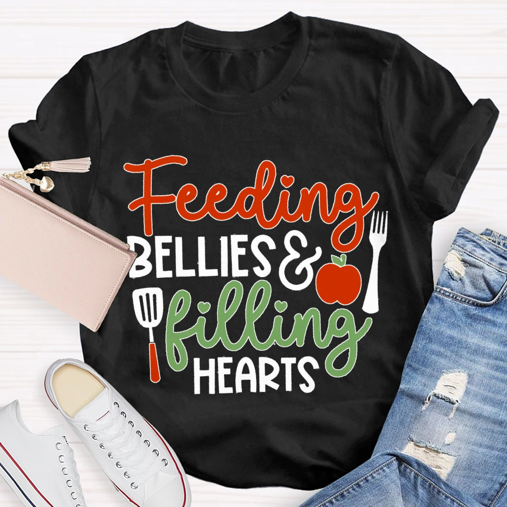 Feeding Bellies Filling Hearts Lunch Lady T-shirt