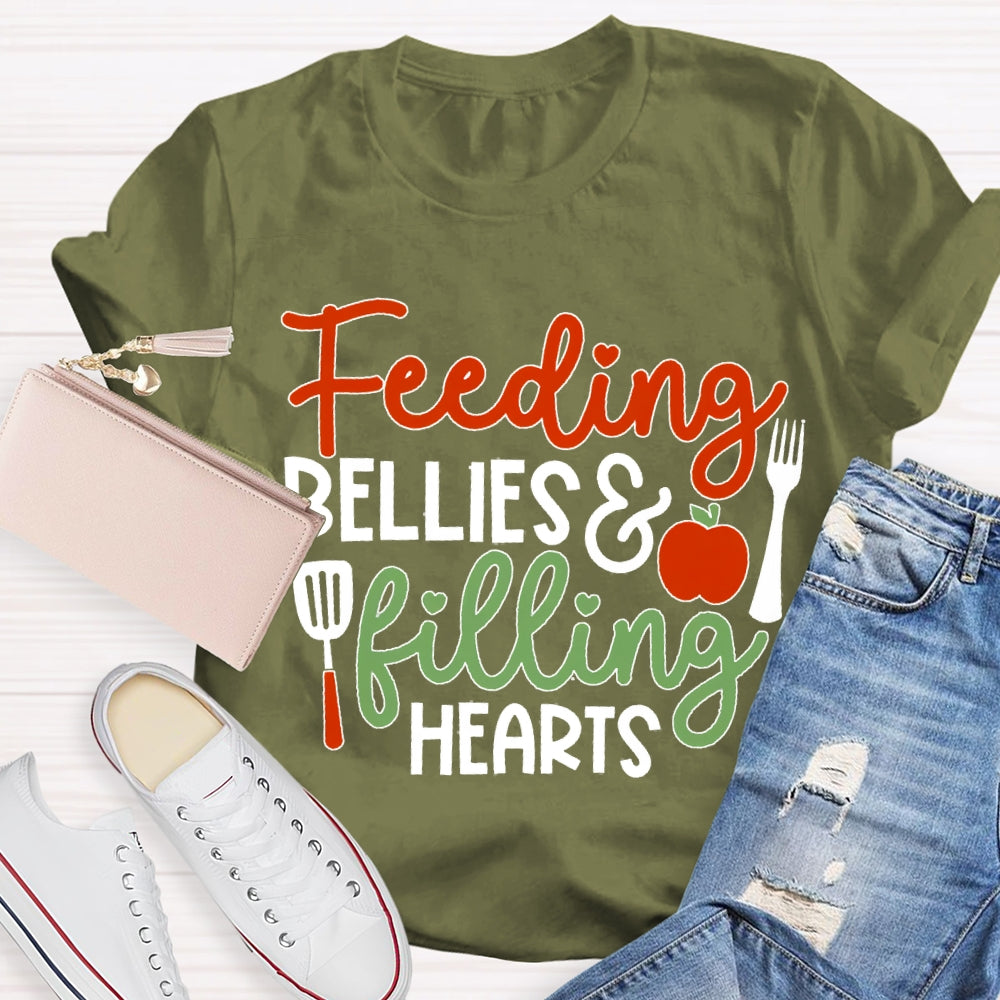 Feeding Bellies Filling Hearts Lunch Lady T-shirt