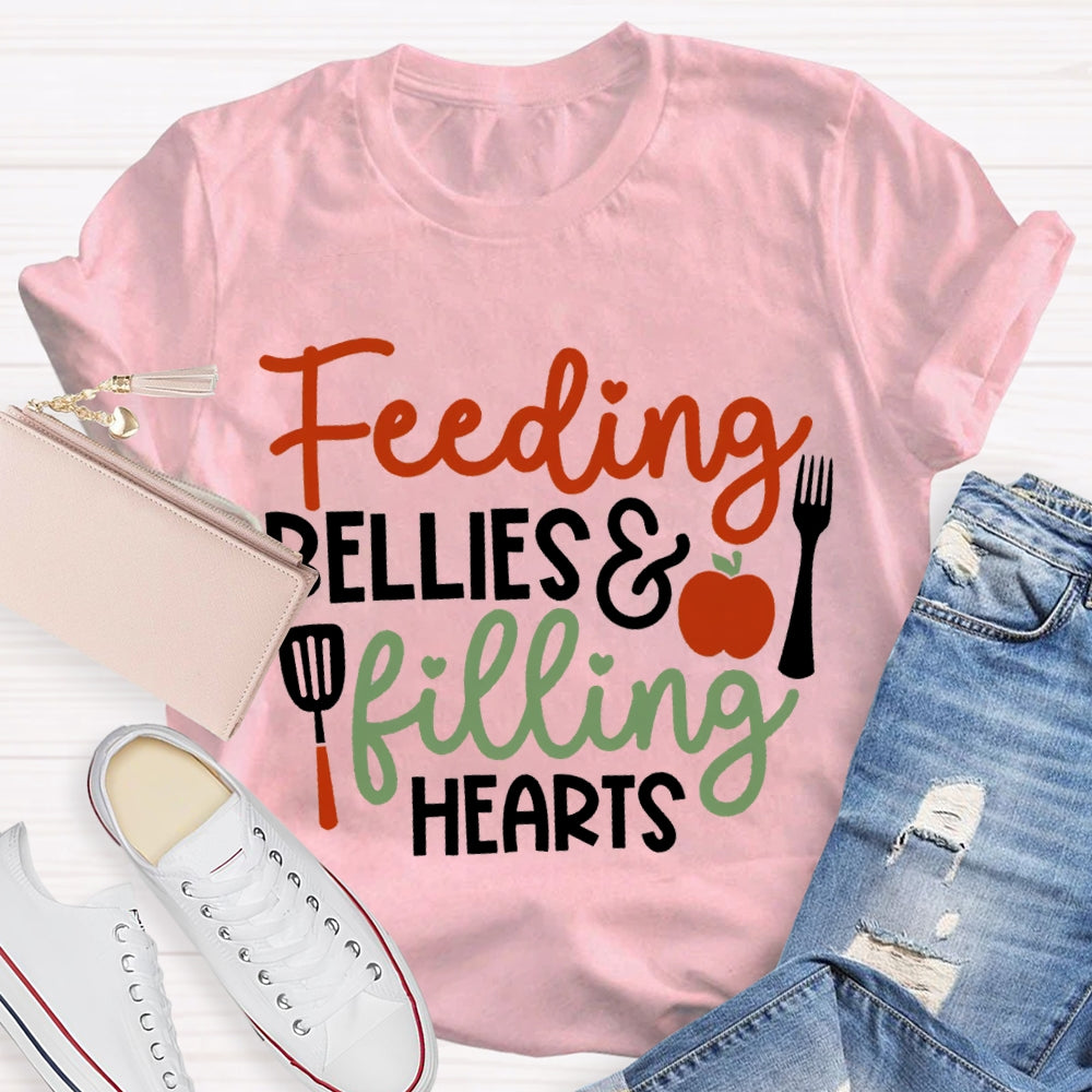 Feeding Bellies Filling Hearts Lunch Lady T-shirt