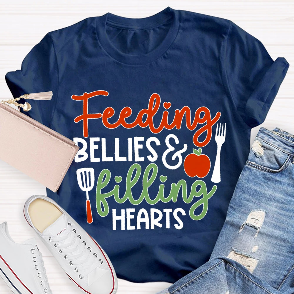Feeding Bellies Filling Hearts Lunch Lady T-shirt