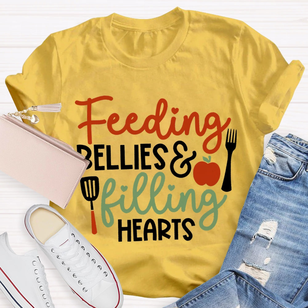 Feeding Bellies Filling Hearts Lunch Lady T-shirt