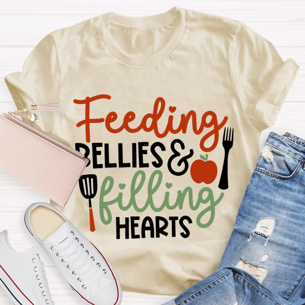 Feeding Bellies Filling Hearts Lunch Lady T-shirt