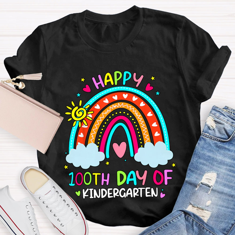 Personalized Grade Happy 100th Days Rainbow Bridge And Floral Font T-shirt