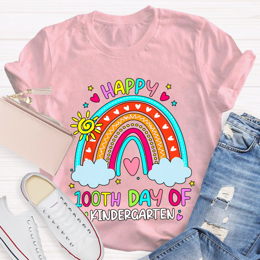 Personalized Grade Happy 100th Days Rainbow Bridge And Floral Font T-shirt