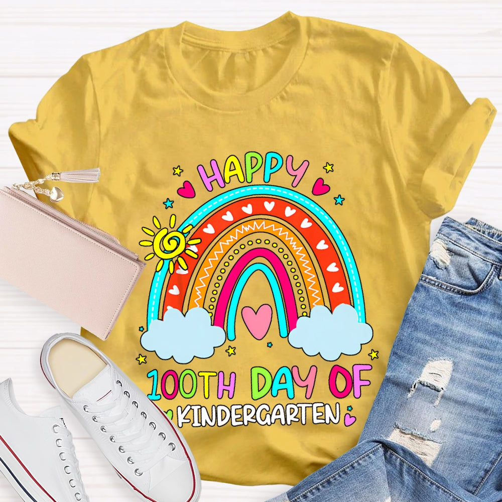 Personalized Grade Happy 100th Days Rainbow Bridge And Floral Font T-shirt