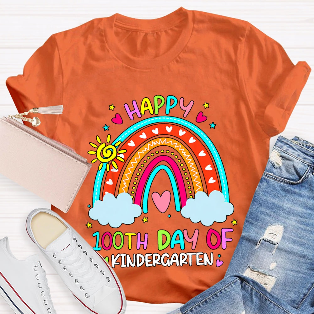Personalized Grade Happy 100th Days Rainbow Bridge And Floral Font T-shirt