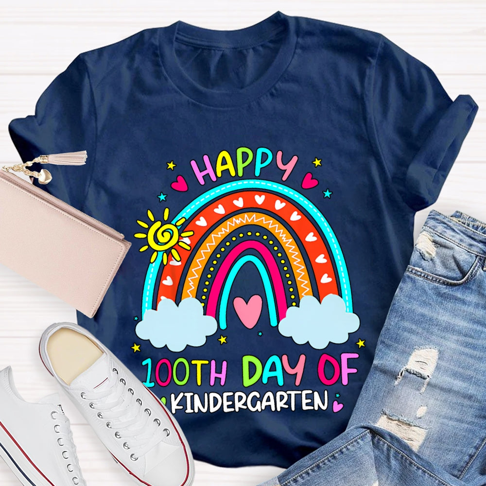 Personalized Grade Happy 100th Days Rainbow Bridge And Floral Font T-shirt