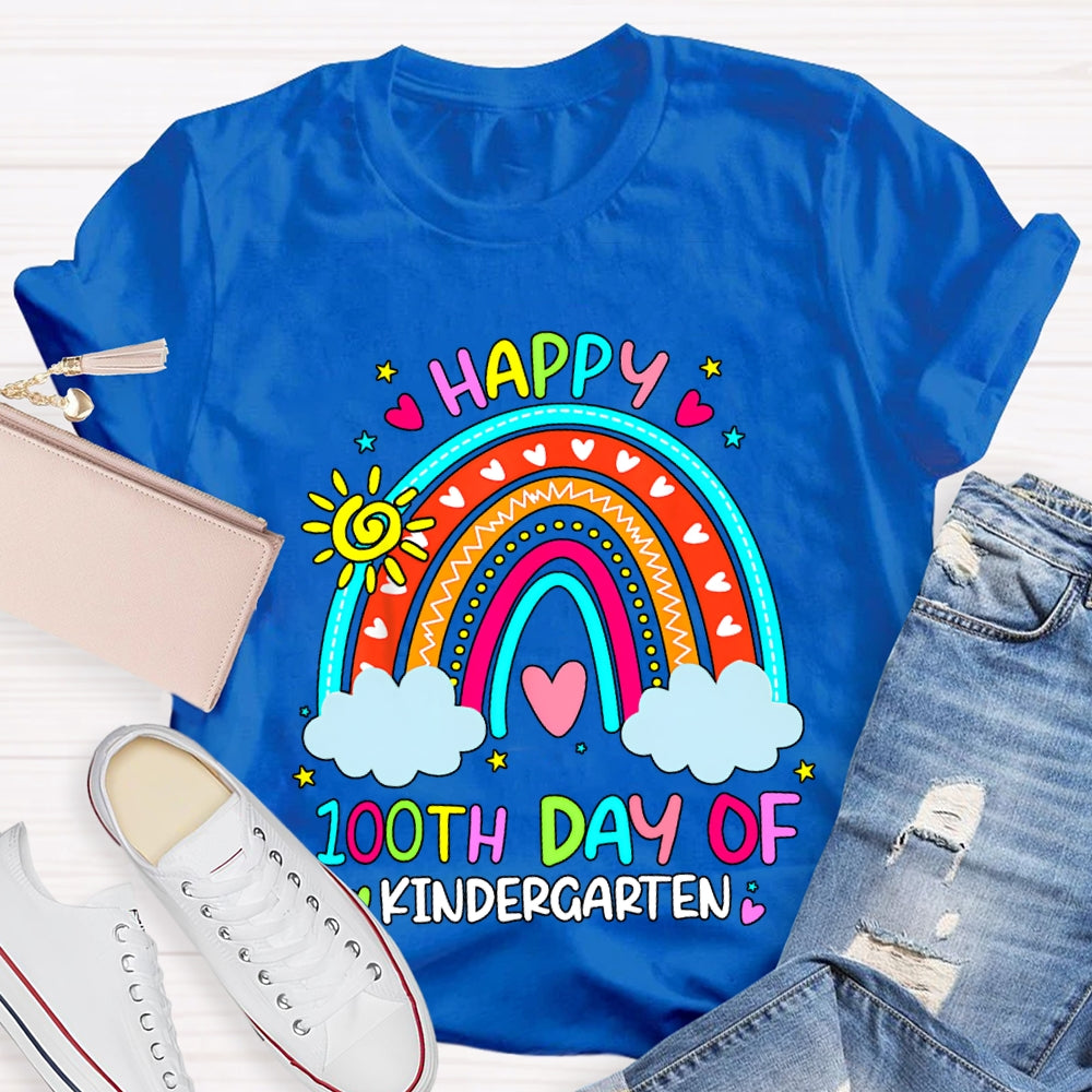 Personalized Grade Happy 100th Days Rainbow Bridge And Floral Font T-shirt