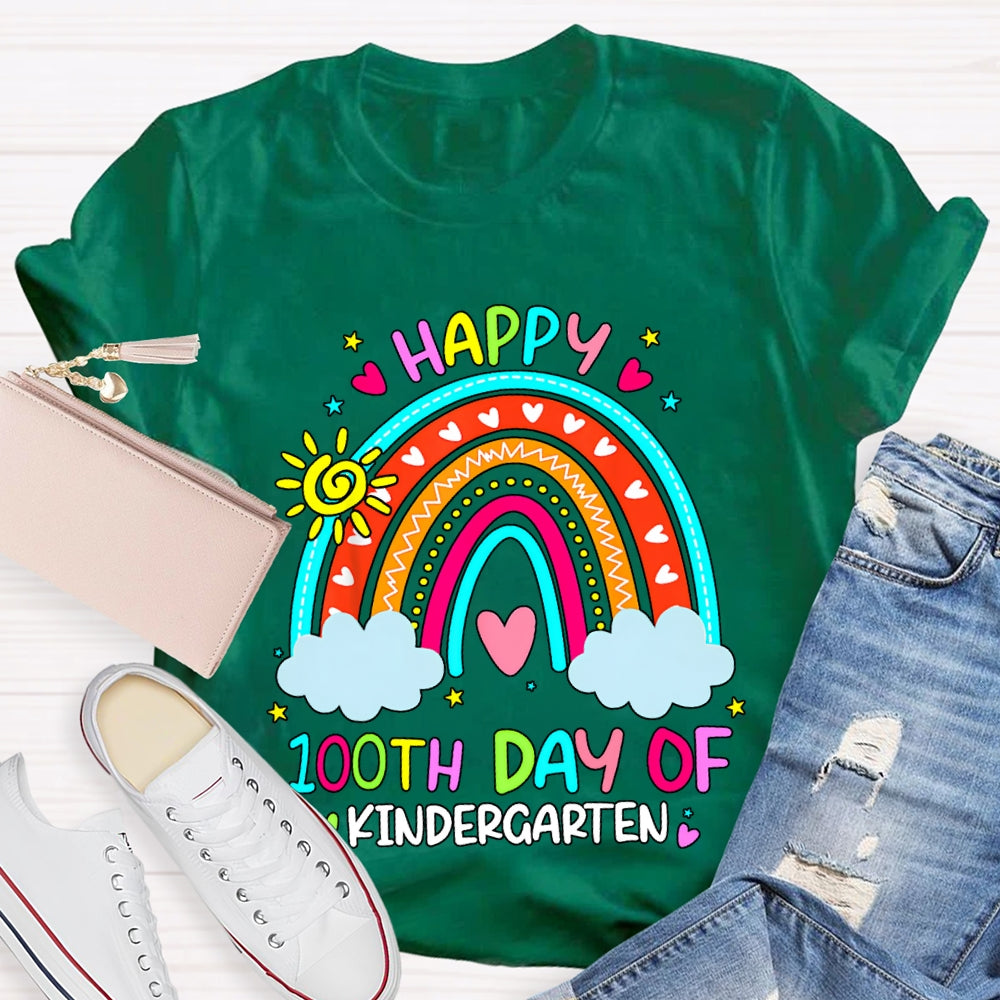 Personalized Grade Happy 100th Days Rainbow Bridge And Floral Font T-shirt