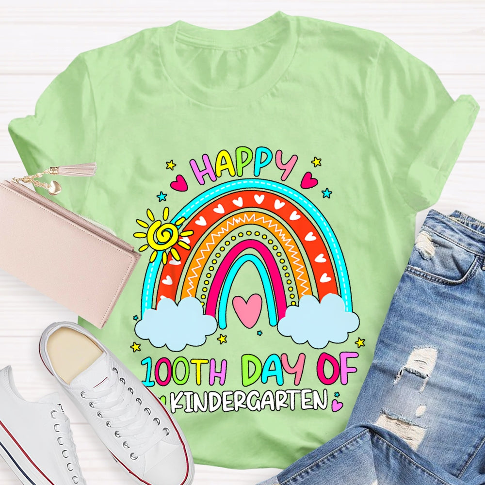 Personalized Grade Happy 100th Days Rainbow Bridge And Floral Font T-shirt