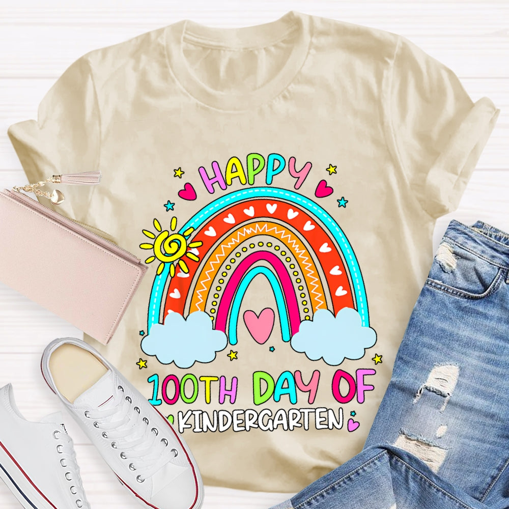 Personalized Grade Happy 100th Days Rainbow Bridge And Floral Font T-shirt