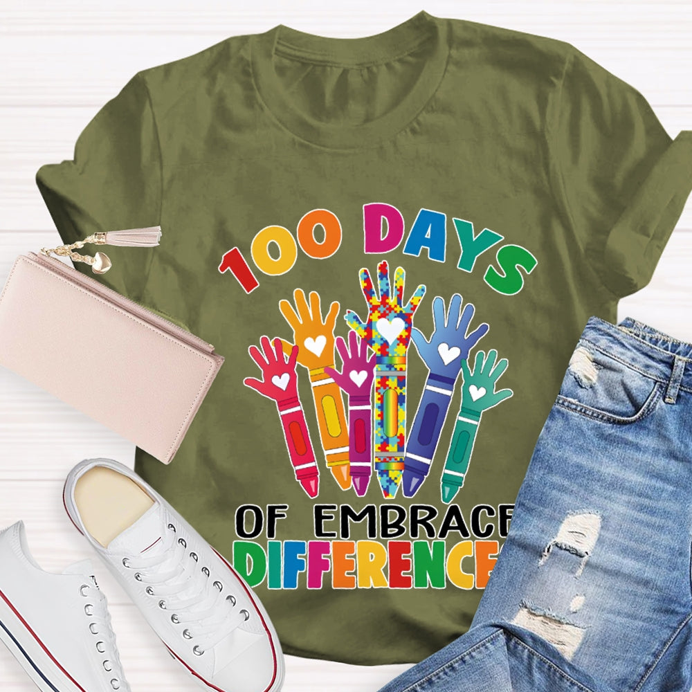 100 Days Of Embrace Difference Colored Fonts T-shirt