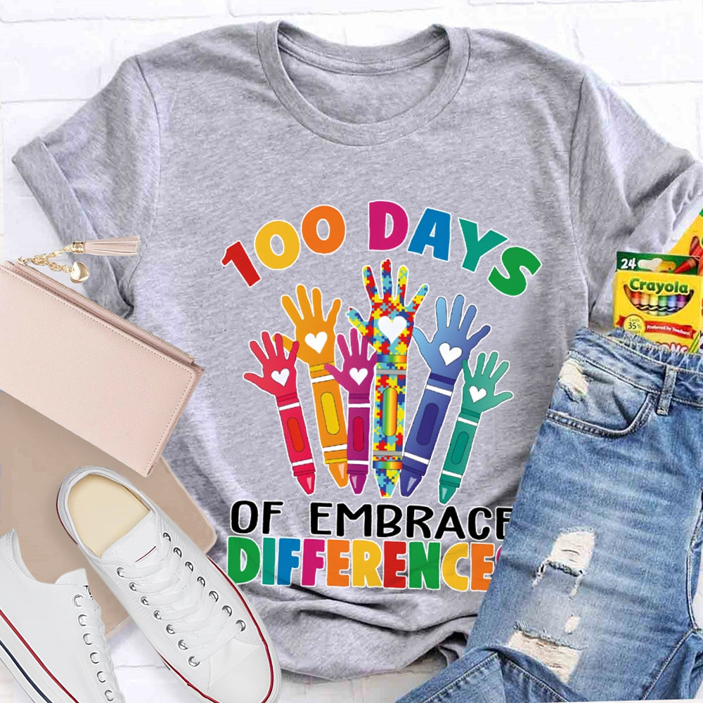 100 Days Of Embrace Difference Colored Fonts T-shirt