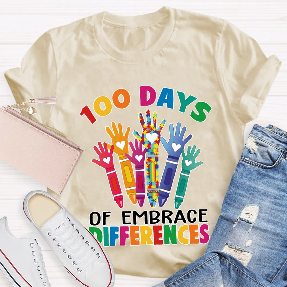 100 Days Of Embrace Difference Colored Fonts T-shirt