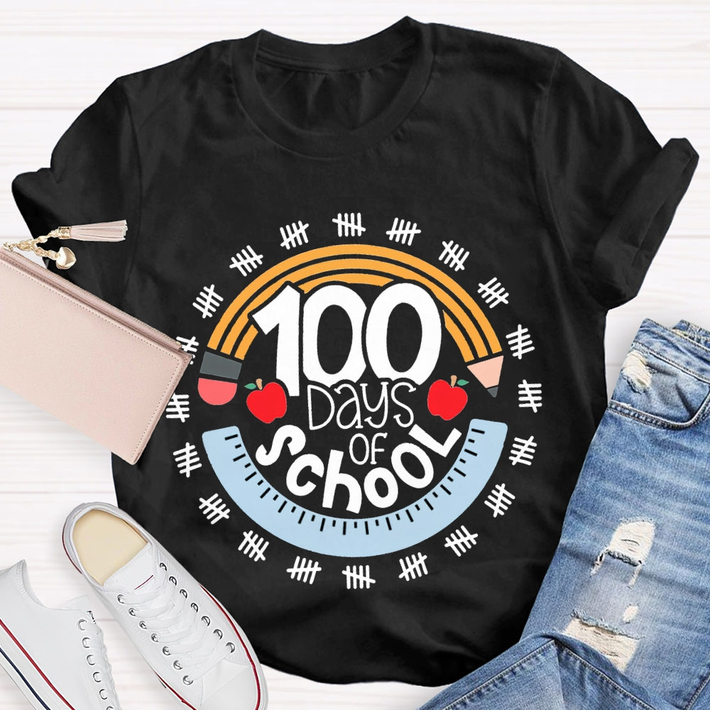 100 Days Of School Pencil And Ruler T-shirt