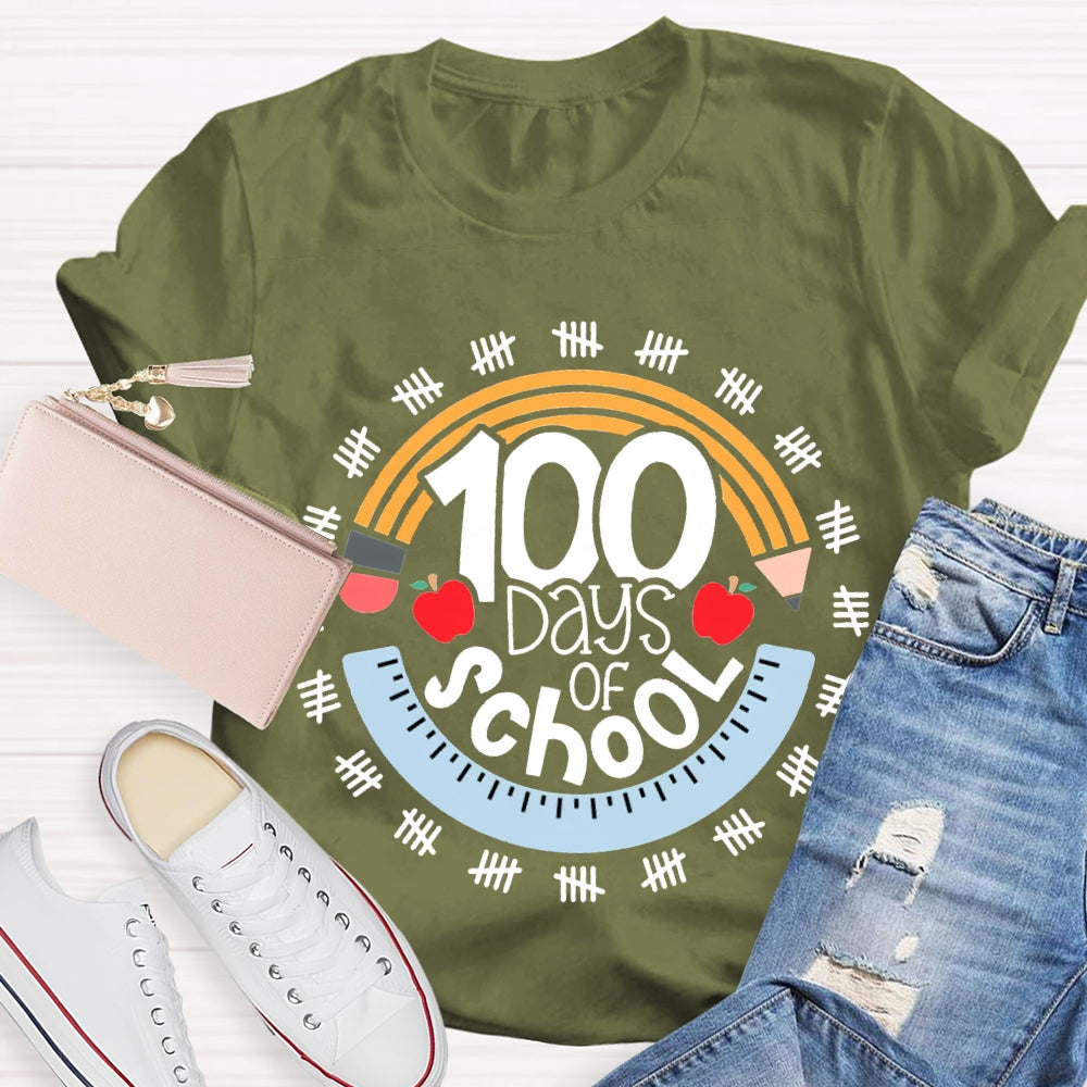 100 Days Of School Pencil And Ruler T-shirt