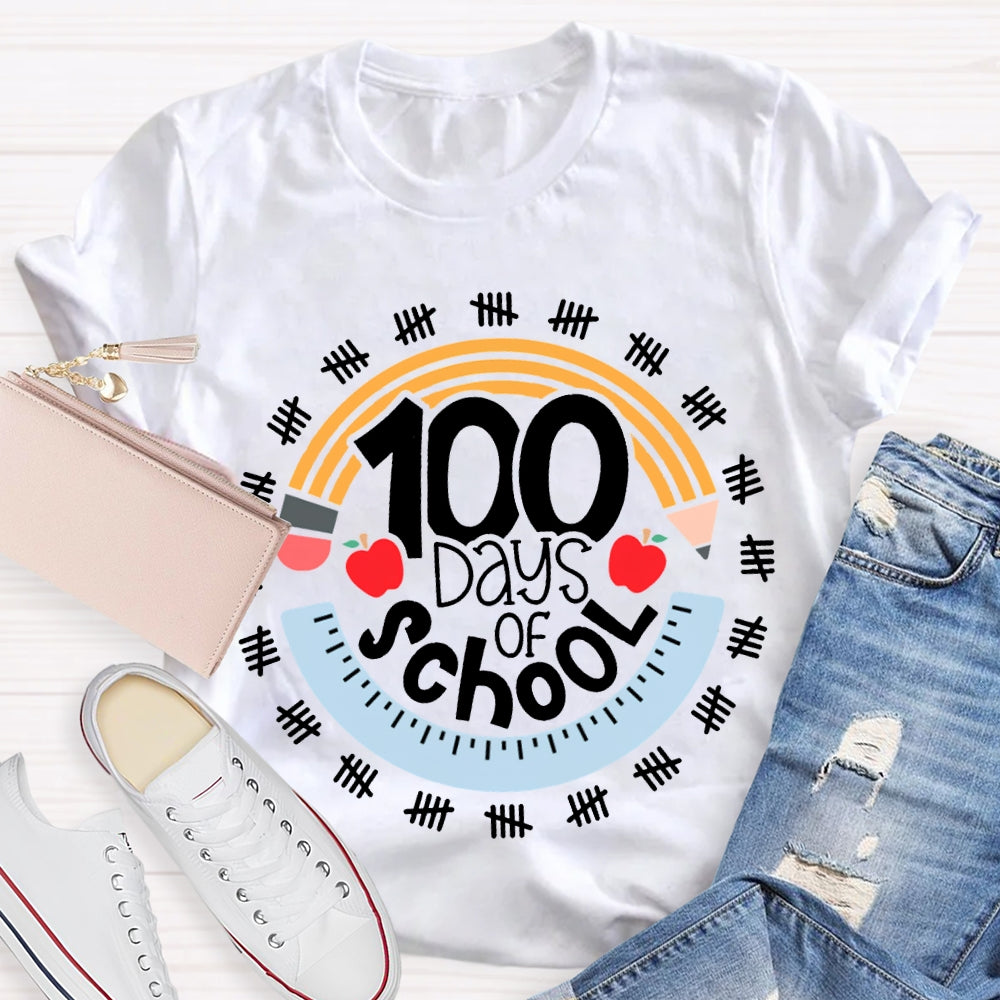 100 Days Of School Pencil And Ruler T-shirt