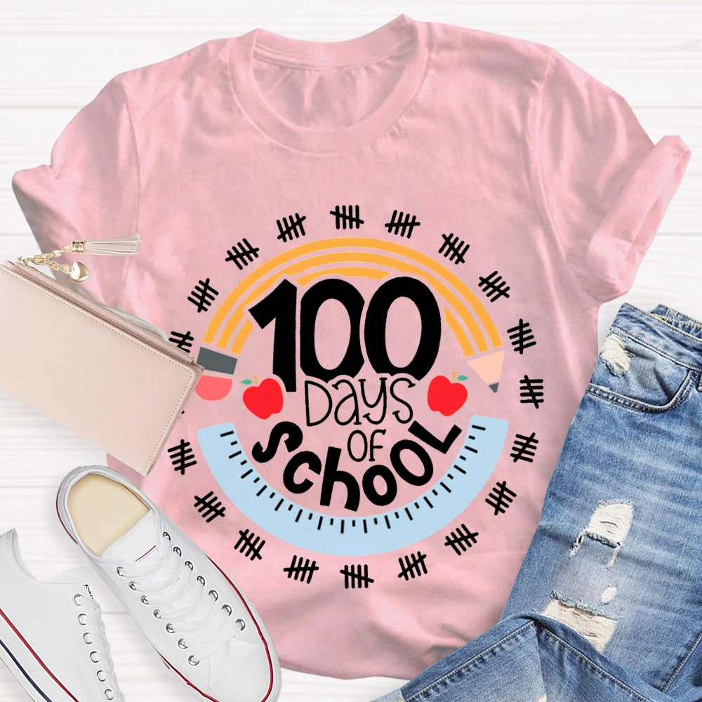 100 Days Of School Pencil And Ruler T-shirt