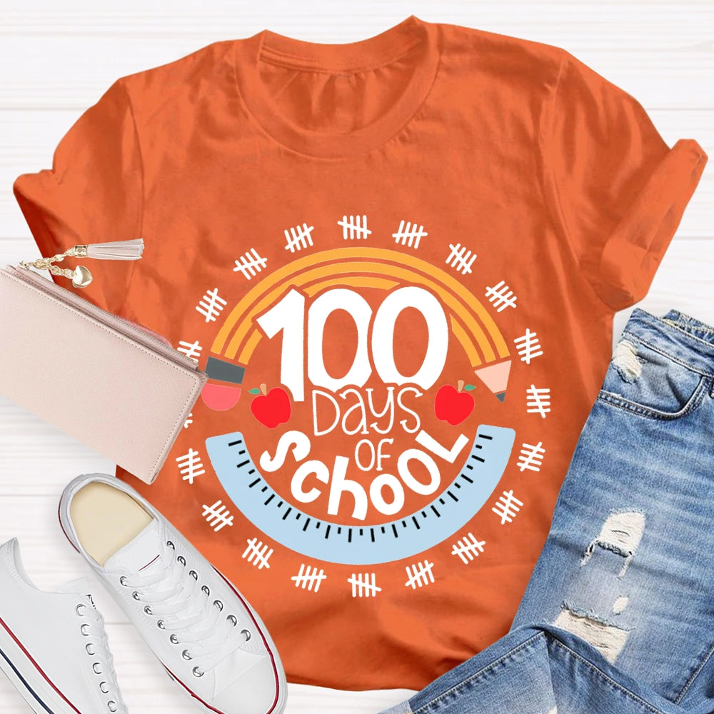 100 Days Of School Pencil And Ruler T-shirt