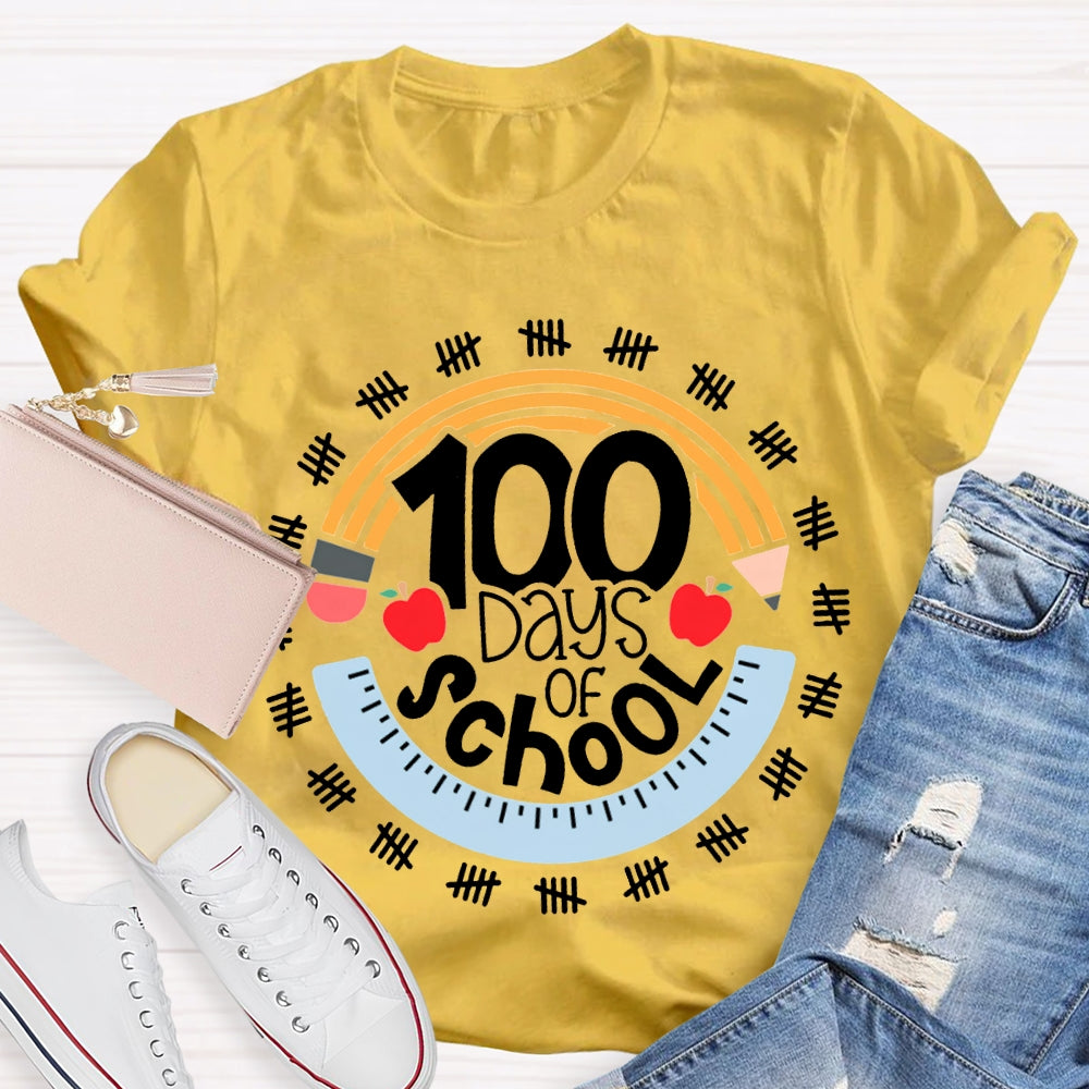 100 Days Of School Pencil And Ruler T-shirt