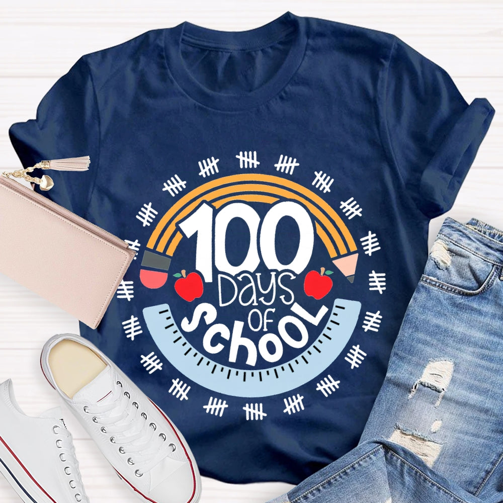 100 Days Of School Pencil And Ruler T-shirt