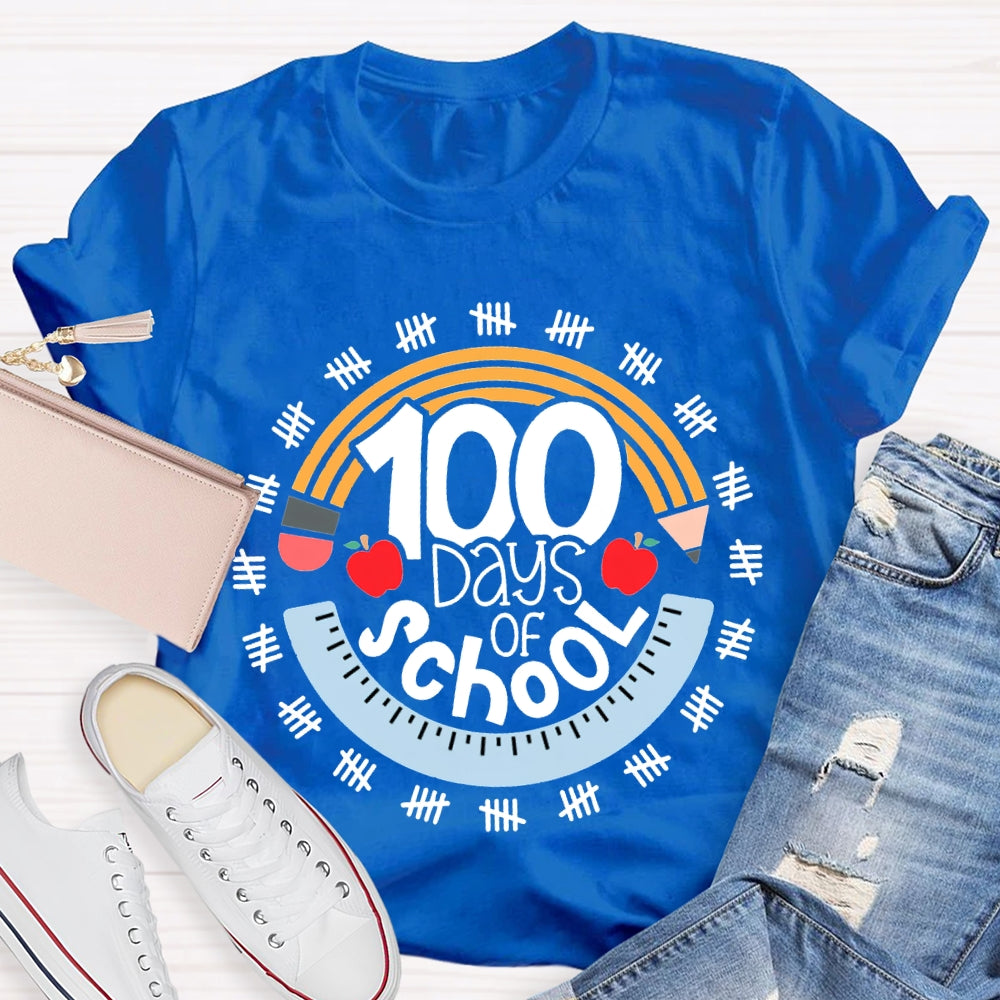 100 Days Of School Pencil And Ruler T-shirt