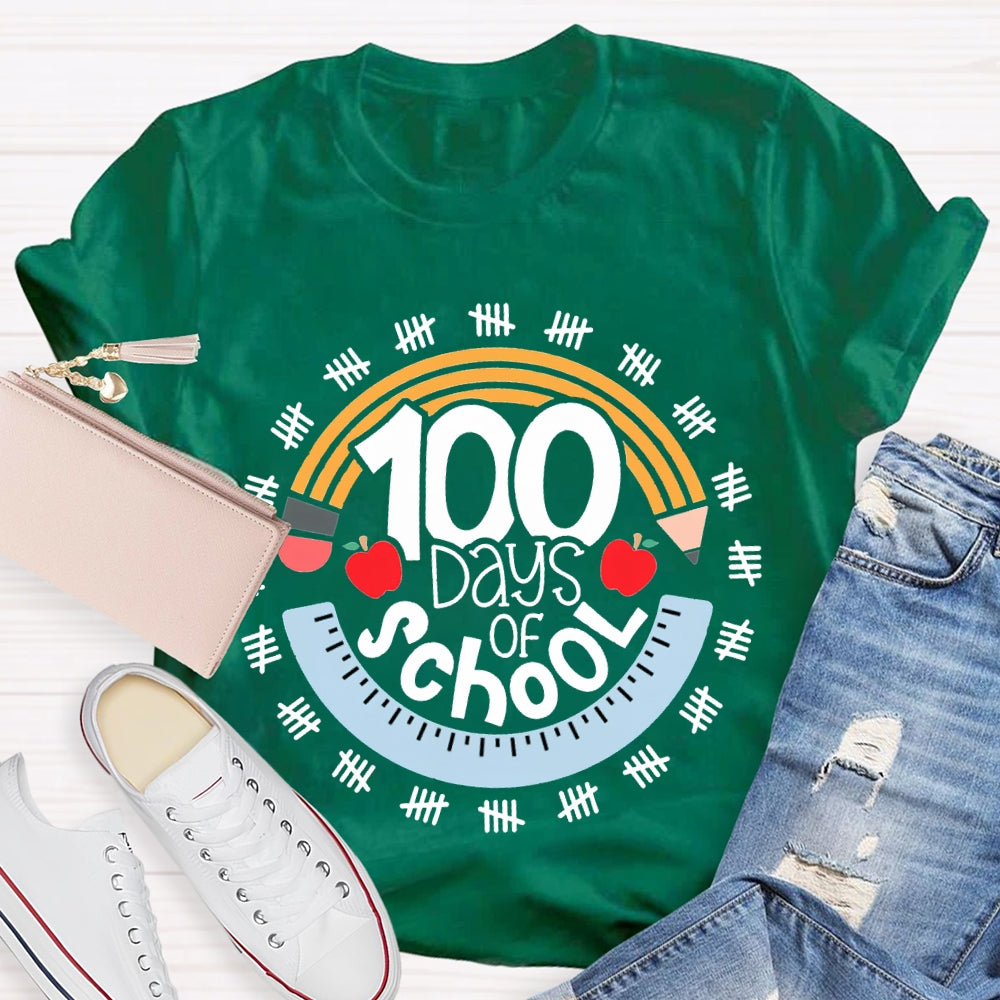 100 Days Of School Pencil And Ruler T-shirt