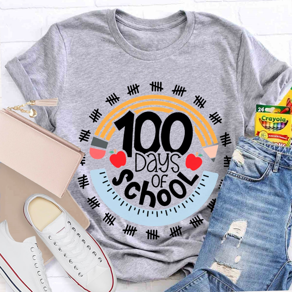 100 Days Of School Pencil And Ruler T-shirt