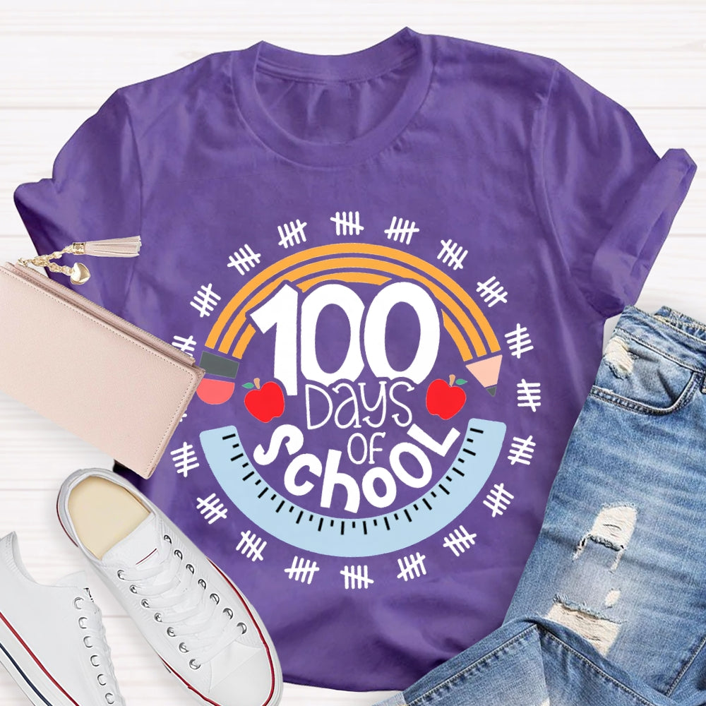 100 Days Of School Pencil And Ruler T-shirt