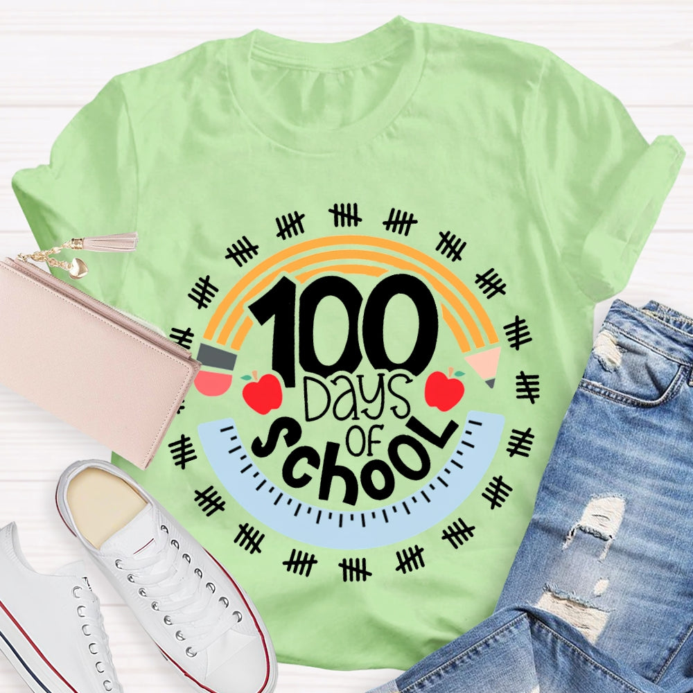 100 Days Of School Pencil And Ruler T-shirt
