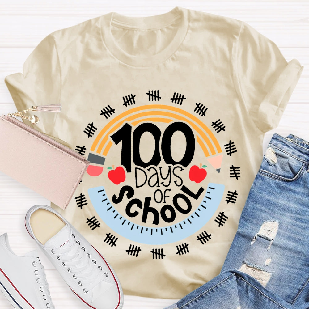 100 Days Of School Pencil And Ruler T-shirt