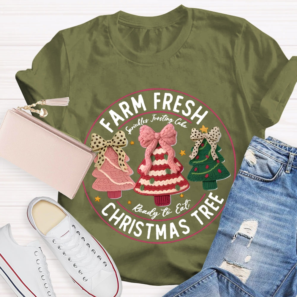 Farm Fresh Reading To Eat Christmas Tree T-shirt
