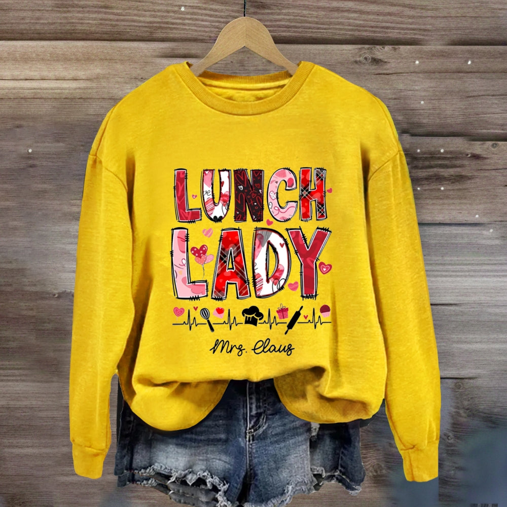 Personalized Name Lunch Lady Pink Font Sweatshirt