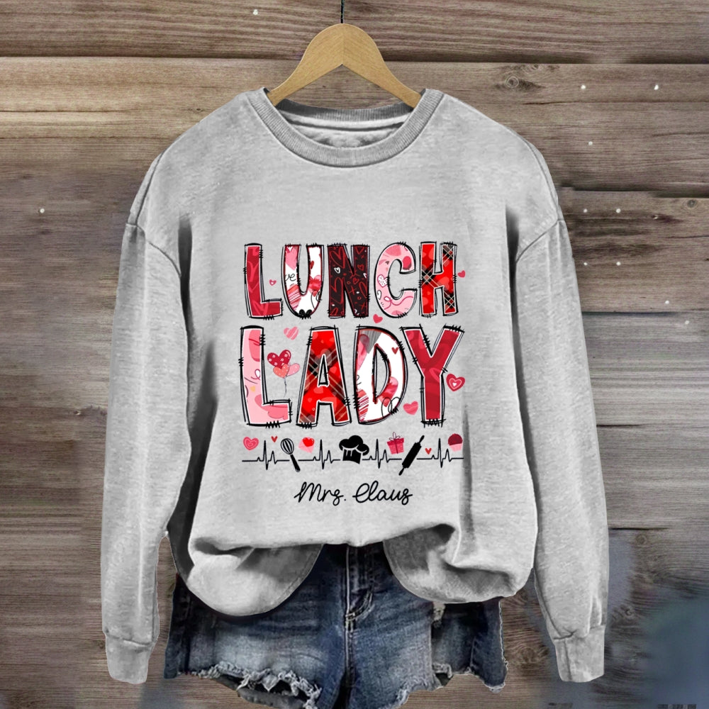 Personalized Name Lunch Lady Pink Font Sweatshirt